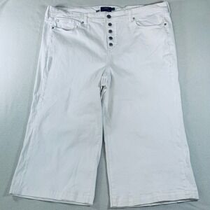 Torrid Women Crop High Rise Wide Leg Button Vintage Stretch Jeans White 26 46x23
